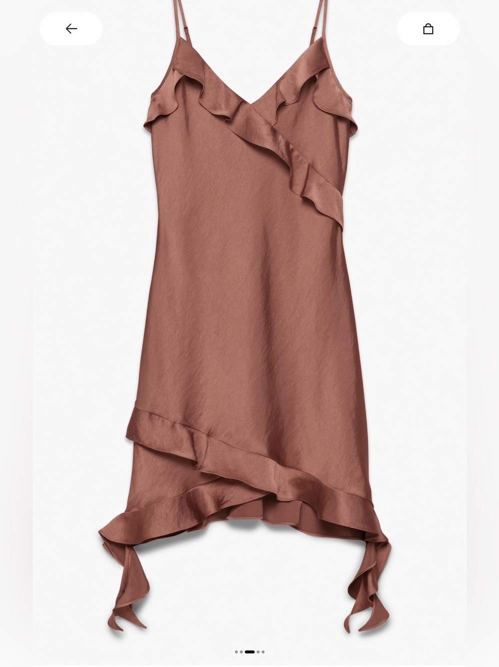 Aritzia Rust Brown Asymmetrical Ruffle Slip Dress